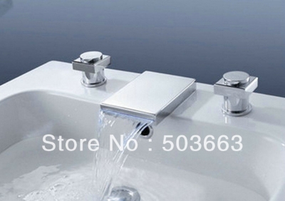 3 Pcs 2 Handle Deck Mounted Bathroom Basin Sink Led Faucet Mixer Tap Bathtub Faucet Set Chrome Crane S-226