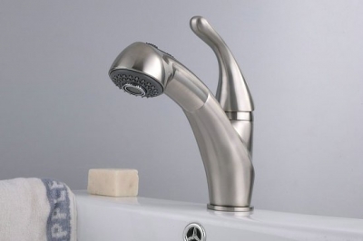 Big Head Pull Out Style Brushed Nickel Bathroom Basin Sink Mixer Tap CM0203