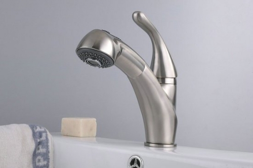 Big Head Pull Out Style Brushed Nickel Bathroom Basin Sink Mixer Tap CM0203