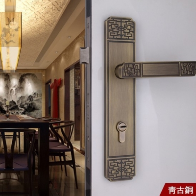 Chinese antique LOCK Antique brass ?Door lock handle door levers out door furniture door handle Free Shipping(3 pcs/lot) pb22 [DOOR LOCK-Green bronze 54|]