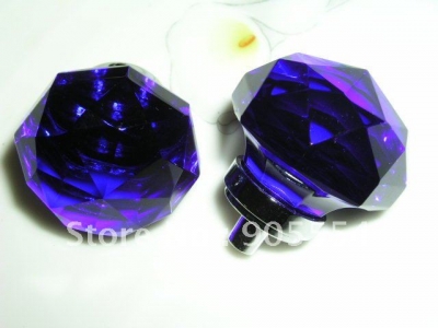 D33mmxH44mm Free shipping darkblue crystal glass kitchen cabinet knobs
