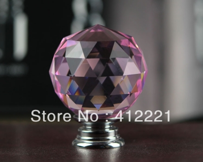 Free shipping 10 Pcs 20mm Bedroom Crystal Pink Triangle Faces Ball Knob Pull from China factory in high quality