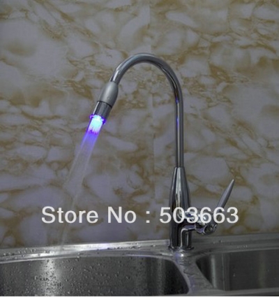 New Single Hole LED Mixer Chrome Faucet Tap Bathroom Sink Basin S-679