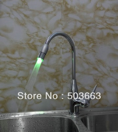New Single Hole LED Swivel Tap Kitchen Sink Faucet Mixer S-682 [Kitchen Led Faucet 1716|]