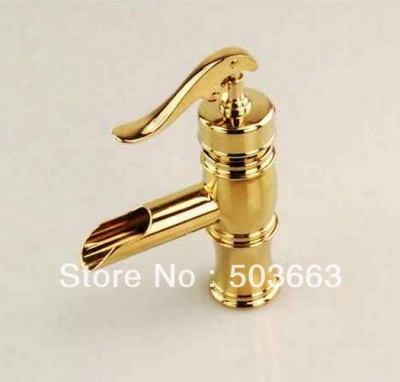 Newly Single Handle Faucet Polished Golden Bathroom Classic Style Basin Brass Sink Mixer Tap CM0289 [Golden Polished Faucet 1358|]
