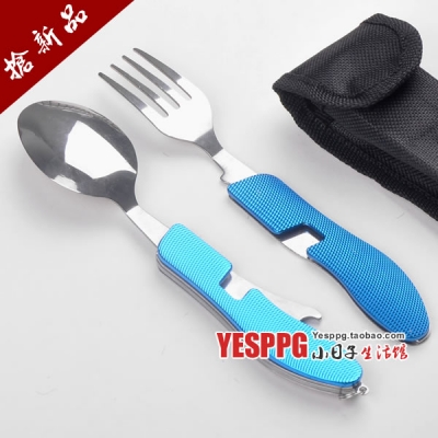 Outdoor tableware portable tableware stainless steel folding tableware portable knife fork spoon Large [kitchenware knife 29|]