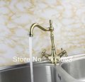 Promotions Double Handle Kitchen Swivel Sink faucet Mixer Tap Vanity Faucet antique brass Crane S-137
