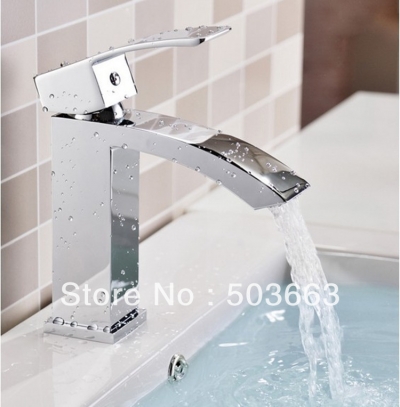 Single Handle Waterfall Bathroom Basin Brass Mixer Tap Vanity Faucet Chrome Finish Vanity Faucet L-3830