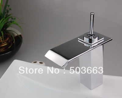 Single Hole Bathroom Chrome Waterfall Faucet Brass Mixer Tap L-0121