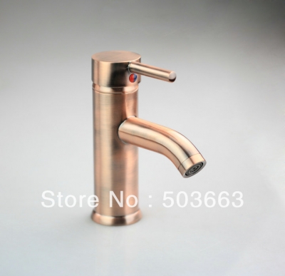 Single Lever Antique Copper Deck Mounted Single Hole Bathroom Faucet Brass Mixer Tap L-0114