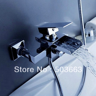 Wall Mounted Waterfall Bathroom Bath Handheld Shower Tap Mixer Faucet T2R9