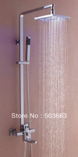 Wholesale 8" LED Shower Head Bathroom Rain Shower Chrome Faucet Set S-636