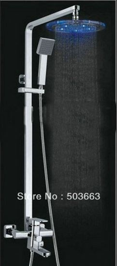 Wholesale Bathroom LED Rain Shower Head Arm Set Chrome Faucet With Handy Unit S-632 [Shower Faucet Set 2249|]