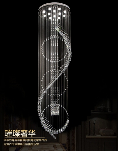 flush mount contemporary long crystal chandelier led lamps dia80*h300cm staicase light