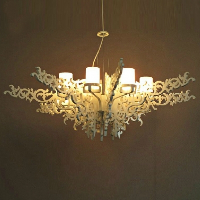 large modern wood chandelier milan angel wings nordic europe elegance foyer el lamp white dia100cm lighting fixture110v/220v