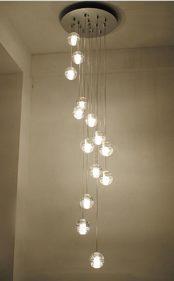 led crystal pendant lamps lighting g4 12dc retrofitted 3w bulbs stair lights crystal ball loft light [pendant-lights-3840]