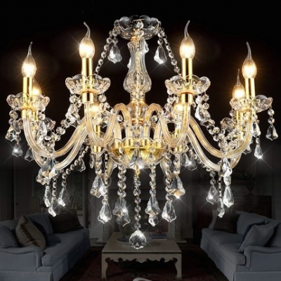 modern clear crystal chandeliers light 6/8/15 arms e14 candle bulb home decor chandelier lustres de cristal ac85-265v [chandelier-lights-3316]