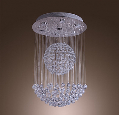 modern crystal pendant light with 7 lights and crystal beaded globe decor (gu10 base) [crystal-chandelier-6236]