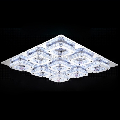 modern led ceiling lamps 9 lights with tansparent crystal stainless steel led flush mount for living bed room office light