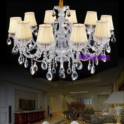 modern living room crystal chandelier lights fabric cover chandeliers candle lighting crystal lamp shade chandelier modern light [chandeliers-2303]
