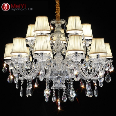 modern lustre crystal chandeliers 15 arms lighting fixture crystal light lustres de cristal chandelier with lampshade