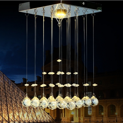 modern wave k9 led crystal ball pyramid shade hanging fixture rain drop curtain chandelier lamp lighting 5w led [crystal-chandelier-5468]