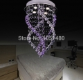 new modern purple crystal chandelier led light bedroom lamp