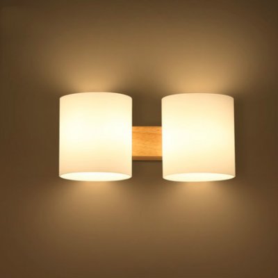 oak modern wooden wall lamp lights for bedroom/bathroom home lighting wall sconce solid wooden wall light double heads [bamboo-wood-3242]