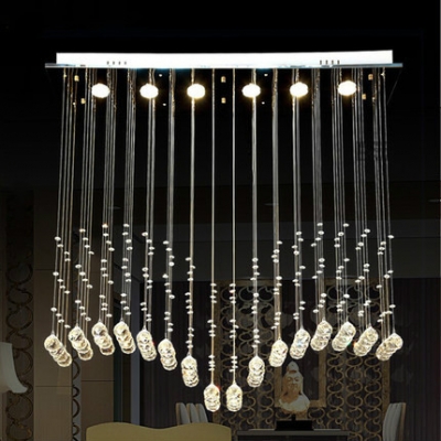 rectangle flush mount dining room chandelier led crystal chandeliers home lighting lustre de cristal para sala de jantar 110v