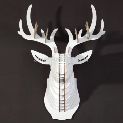 [white] deer head wall hanging home decoration of wooden crafts,animal head wall decor ,carved wood art,elk decoration [wall-decoration-7453]