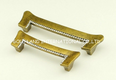 128mm Free shipping bronze-coloured zinc alloy crystal glass handle