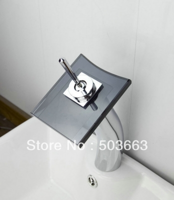 2013 Hot Sale Single Handle Bathroom Basin Sink Waterfall Glass Spout Spout Faucet Mixer Tap Vanity Faucet Chrome Crane S-101