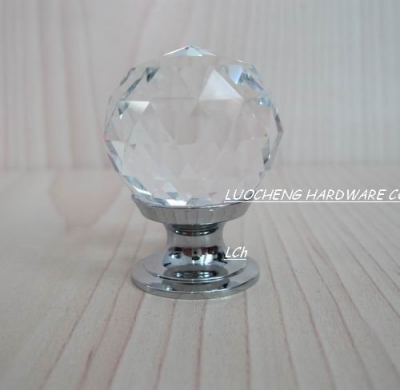 20PCS/LOT FREE SHIPPING 30MM CUT CRYSTAL KNOBS ON CHROME FINISH BRASS BASE [Crystal Cabinet Knobs 224|]