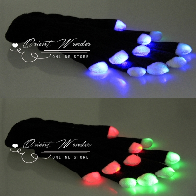 30pcs (15 pair) party led gloves rave light flashing finger lighting glow mittens magic black gloves party accessory