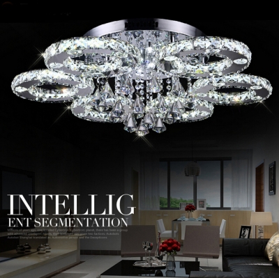 48w modern led diamond crystal ceiling light diameter 80cm 6 lights