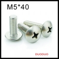 50 pieces m5 x 40mm 304 stainless steel phillips truss head machine screw