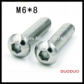 50pcs iso7380 m6 x 8 a2 stainless steel screw hexagon hex socket button head screws
