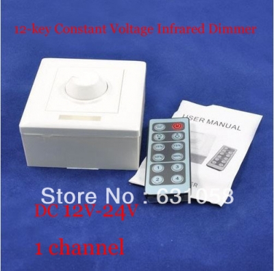 5pcs/lot selling 12 key constant voltage led infrared dimmer with remote control,led single color strip dimmer [led-controller-amp-dimmer-3739]