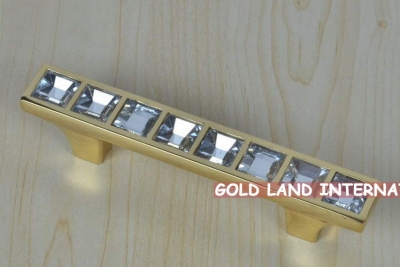 64mm Free shipping K9 crystal glass 24K golden bedroom cabinet handles