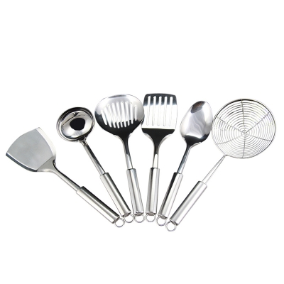6Pcs Stainless Steel Kitchen Tools Spade+Strainer+Rice Spoop+Spade strainer+Noodle Spade+Ladle