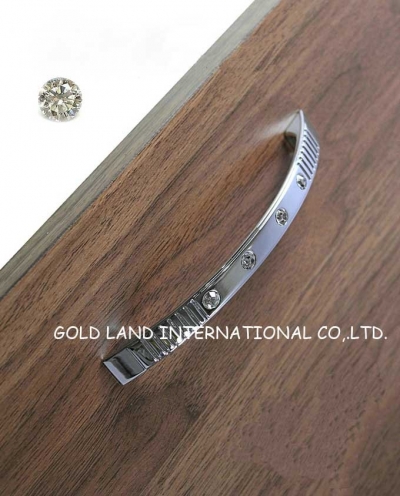 96mm L110xW10xH25mm crystal glass zinc alloy bedroom handle/kitchen cabinet handle
