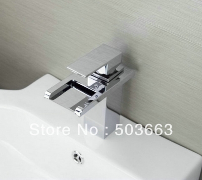 Chrome Single Handle Deck Mounted Bathroom Basin Waterfall Faucet Sink Mixer Taps Vanity Faucet L-6060