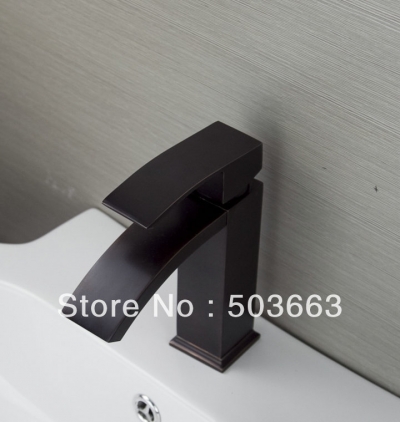 Classic Oil Rubbed Bronze Single Handle Waterfall Spout Bathroom Basin Brass Mixer Tap Vanity Faucet L-6046