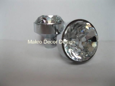 Clear diamond crystal cabinet knob\\35pcs lot free shipping\\25mm\\zinc alloy base\\chrome plated