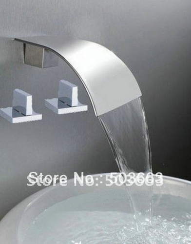 Double Handles NEW Bathtub Wall Mounted Faucet Bathroom Mixer Tap CM0355