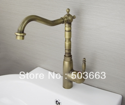 Elegant Single Handle Antique brass Finish Kitchen Sink Swivel Faucet Mixer Taps Vanity Brass Faucet L-9022