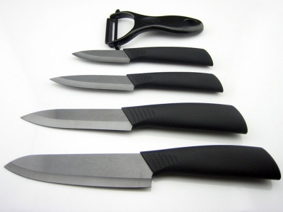 New Arrival! 5Pcs Ultra Sharp Black Handle Knife Sets,3\4\5\6inch+Ceramic Peeler,Free Shipping