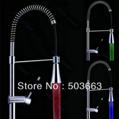 New Pull Out Led Stream Chrome Faucet Kitchen Basin S-697