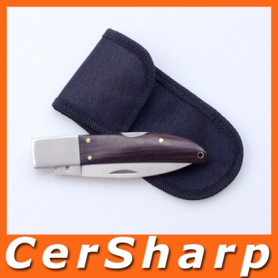 SC'c Stainless Steel Folding Pocket Knife For Camping & Hiking With Nylon Sheath #525BPW-B [Knife 66|]