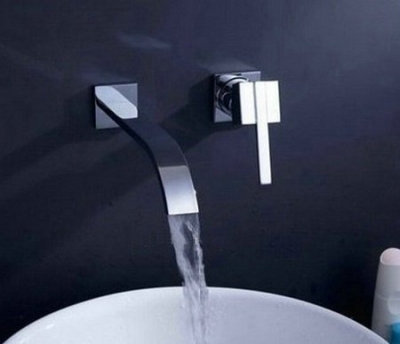 Small Waterfall Wall Mounted Faucet Bathroom Polished Chrome Mixer Tap CM0329